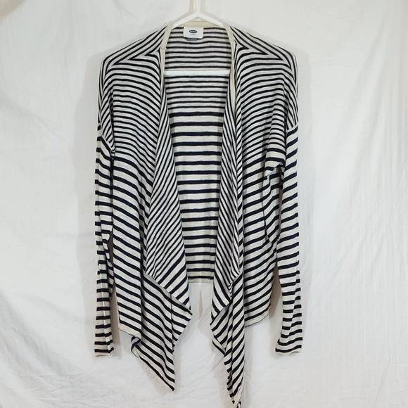 Old Navy Sweaters - Blue & White Stripe Drape Front Old Navy Cardigan